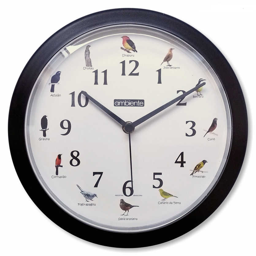 Relogio de Parede Decorativo Canto dos Passaros Musical Passarinho