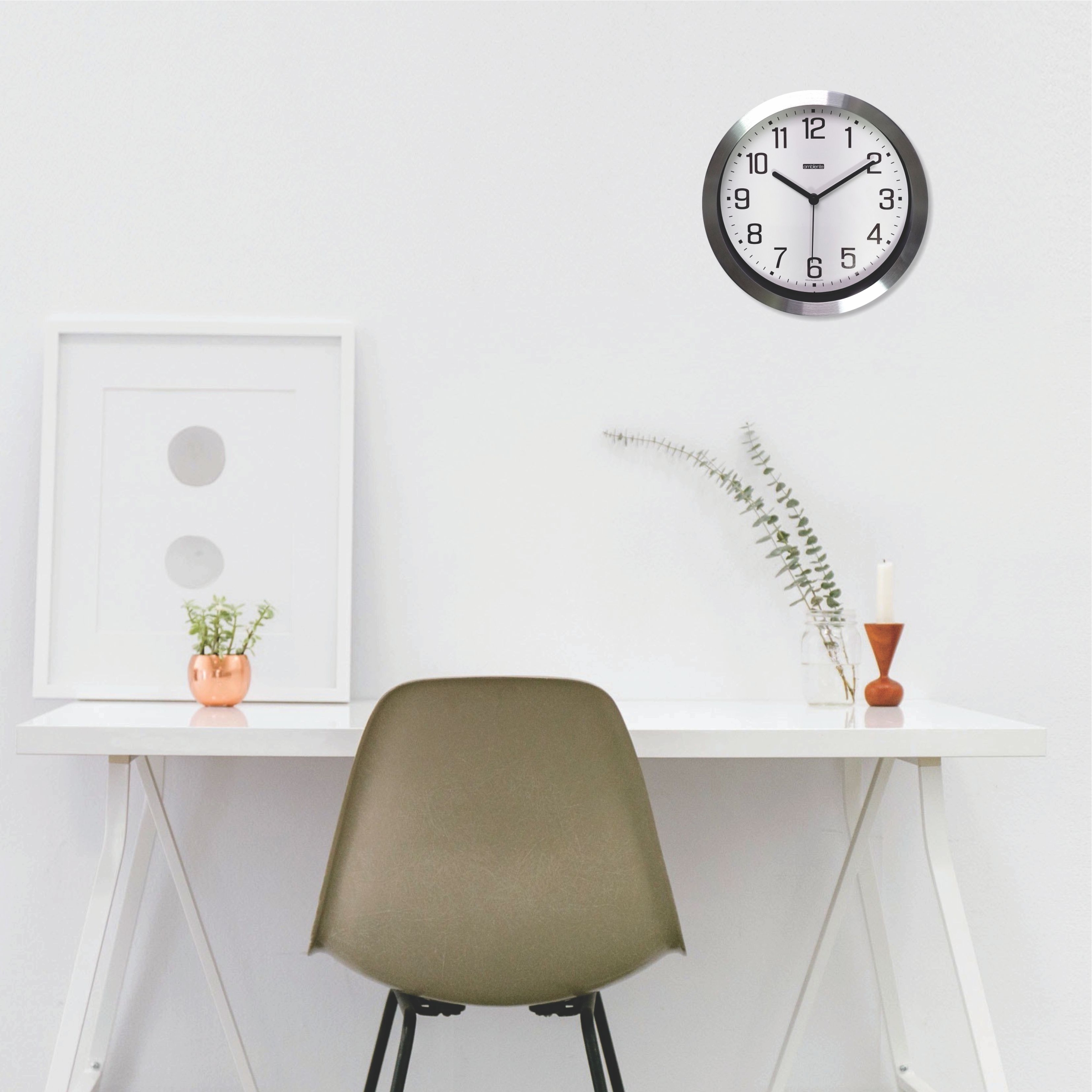 Relogio de Parede Aluminio Escovado Redondo Decorativo - Imagem 3