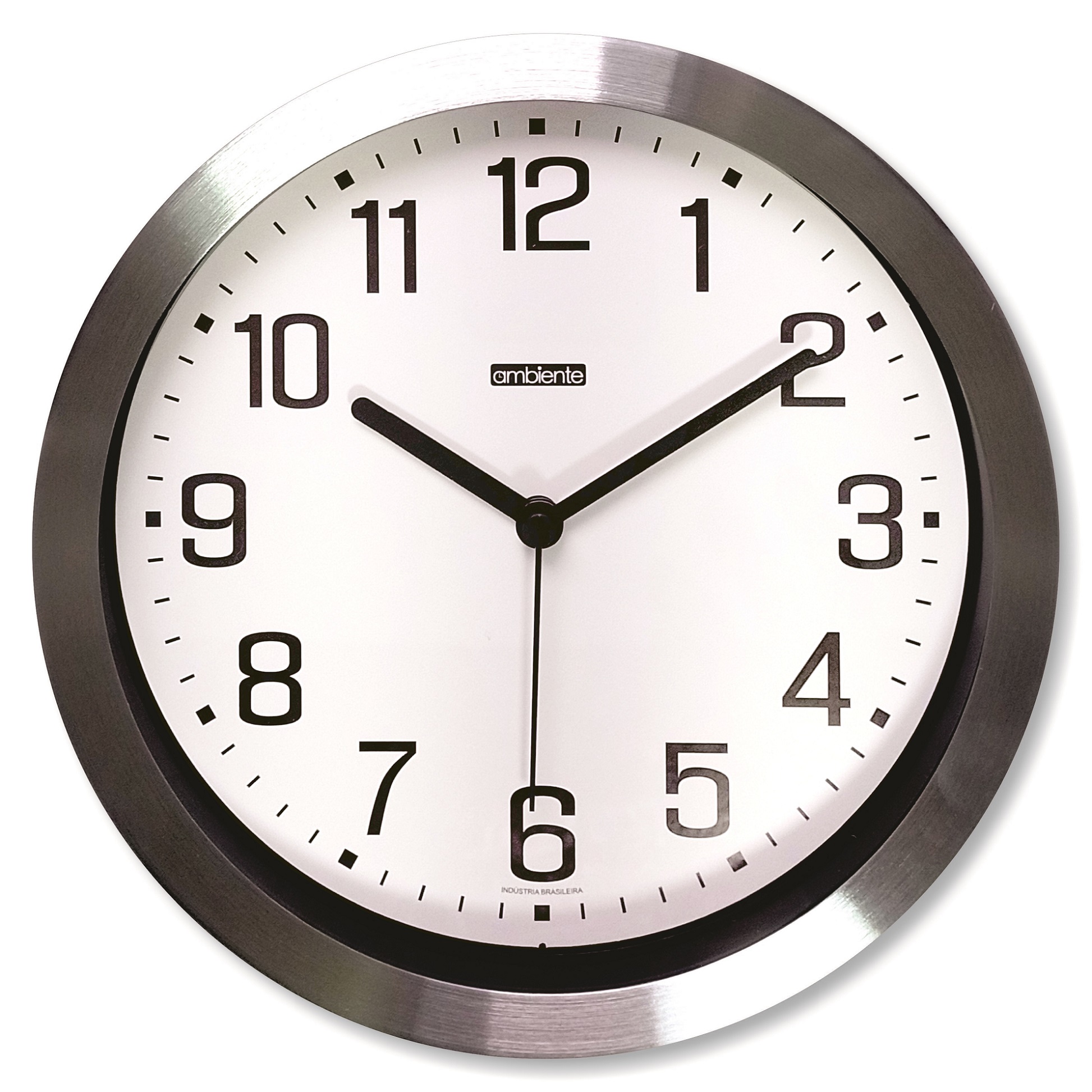 Relogio de Parede Aluminio Escovado Redondo Decorativo