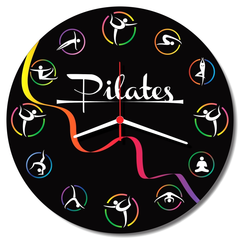Relogio De Parede Pilates Academia Fitness Yoga Personal 30cm