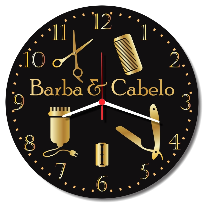 Relógio Parede Barbearia Salão Barbeiro Decorativo Sala 30cm