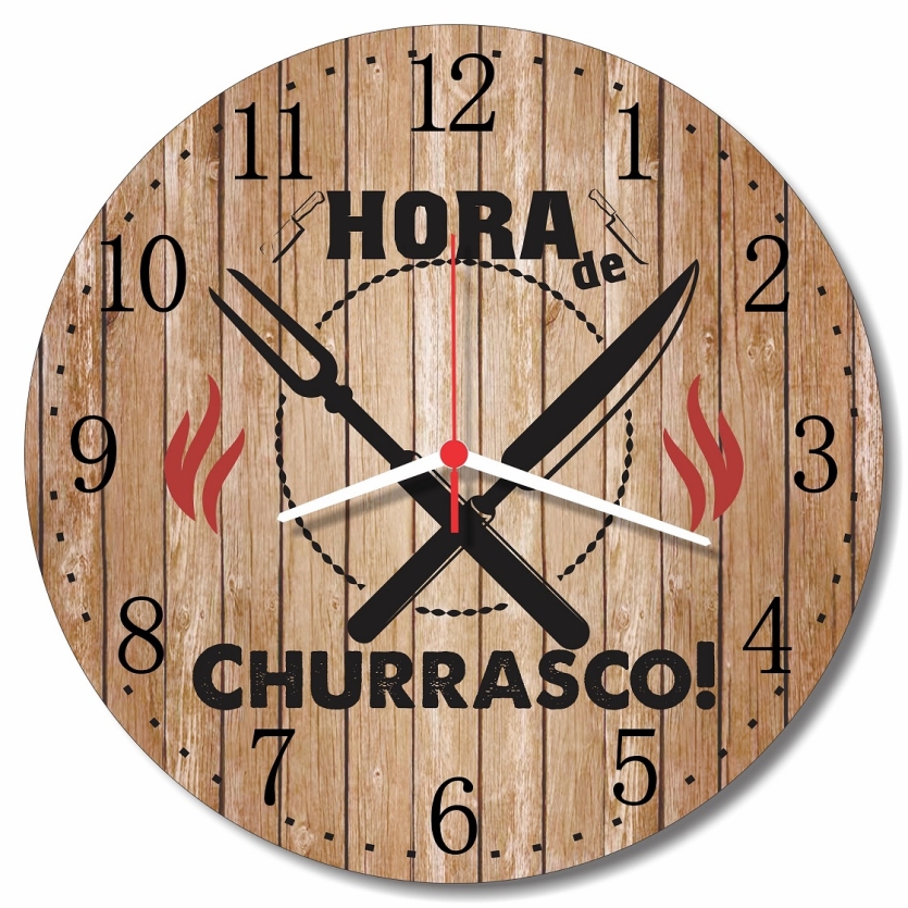 Relógio Parede Decorativo Churrasco Área Festa Gourmet Rústico 30cm