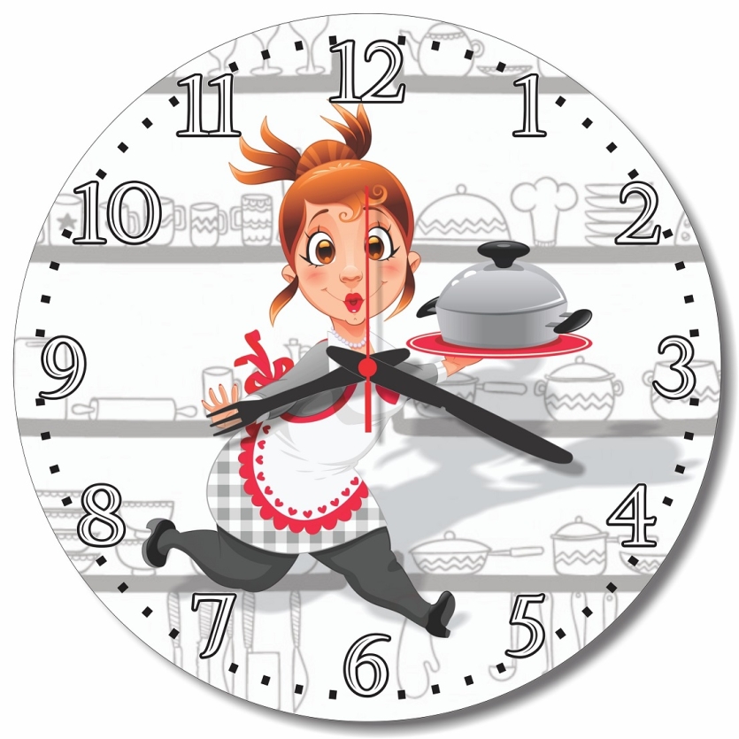 Relogio Parede Cozinha Cozinheira Chef Decorativo Vintage Retro 30cm