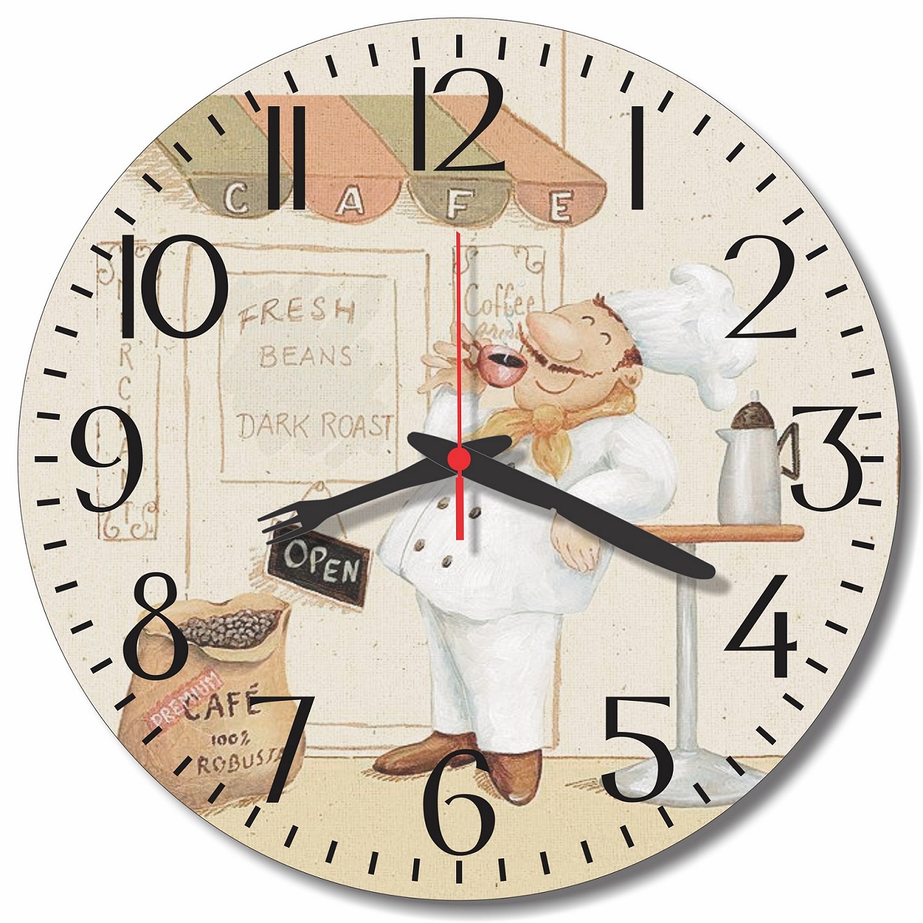 Relogio Parede Cozinha Cozinheiro Chef Frances Decorativo Vintage Retro 30cm