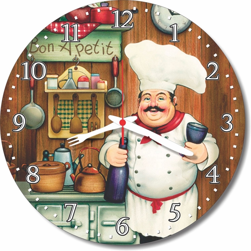 Relogio Parede Chef Cozinha Cozinheiro Frances Decorativo Vintage Retro 30cm