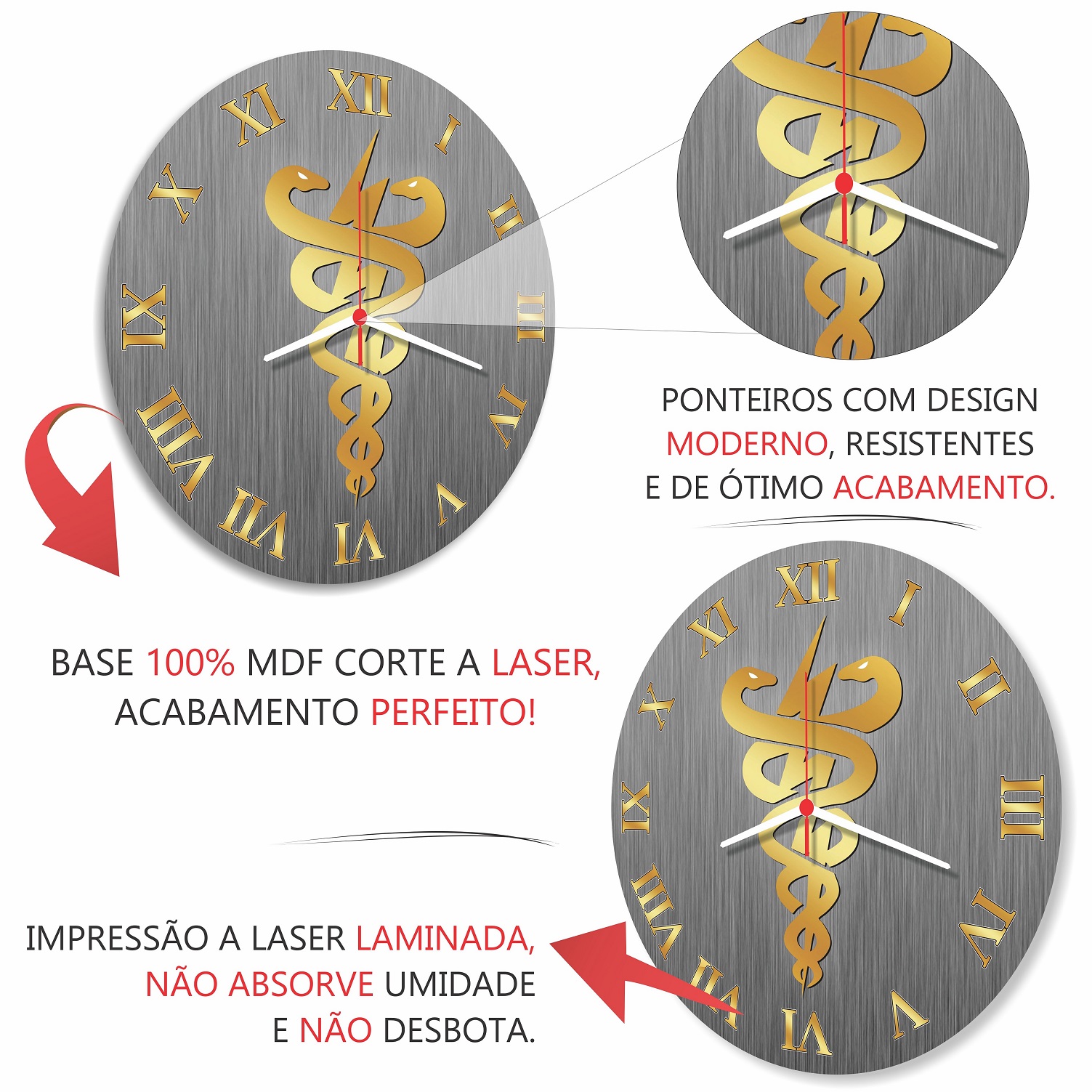 Relogio Parede Fisioterapia Decorativo Clinica Studio Pilates Academia Fisioterapeuta 30cm - Imagem 3