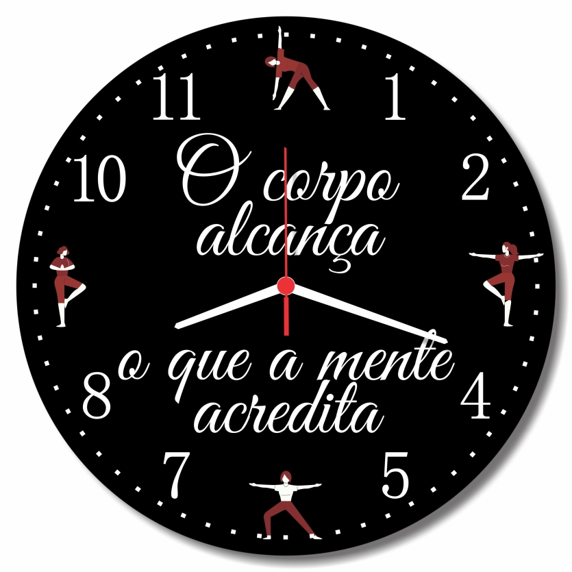 Relogio Parede Yoga Academia Frase Motivacional Educacao Fisica 30cm