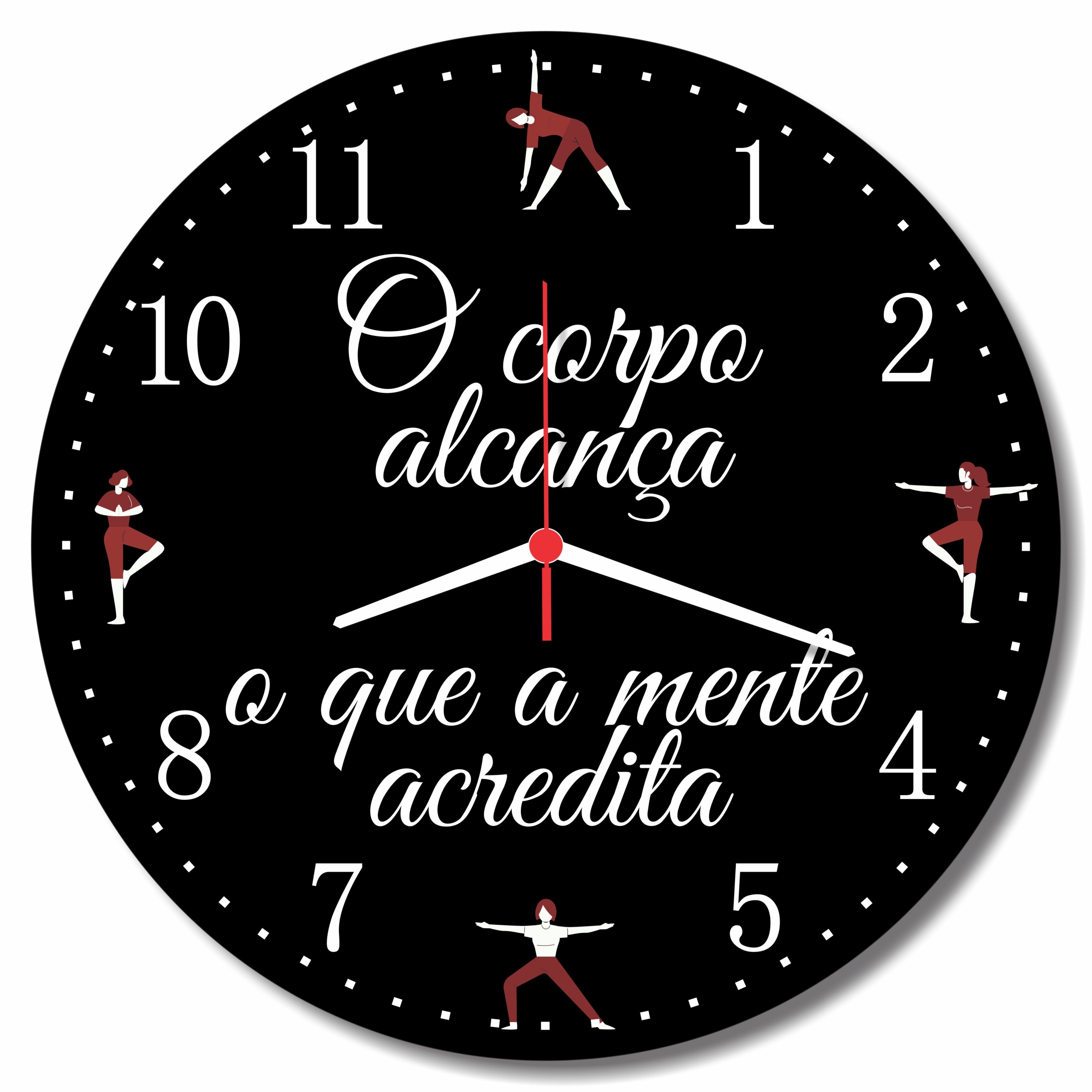 Relogio Parede Yoga Academia Frase Motivacional Educacao Fisica 30cm