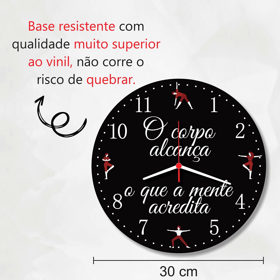 Relogio Parede Yoga Academia Frase Motivacional Educacao Fisica 30cm - Imagem 2