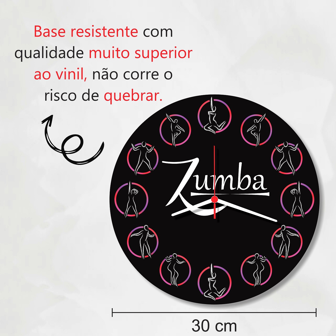 Relogio Parede Zumba Academia Educacao Fisica Decorativo 30cm - Imagem 2