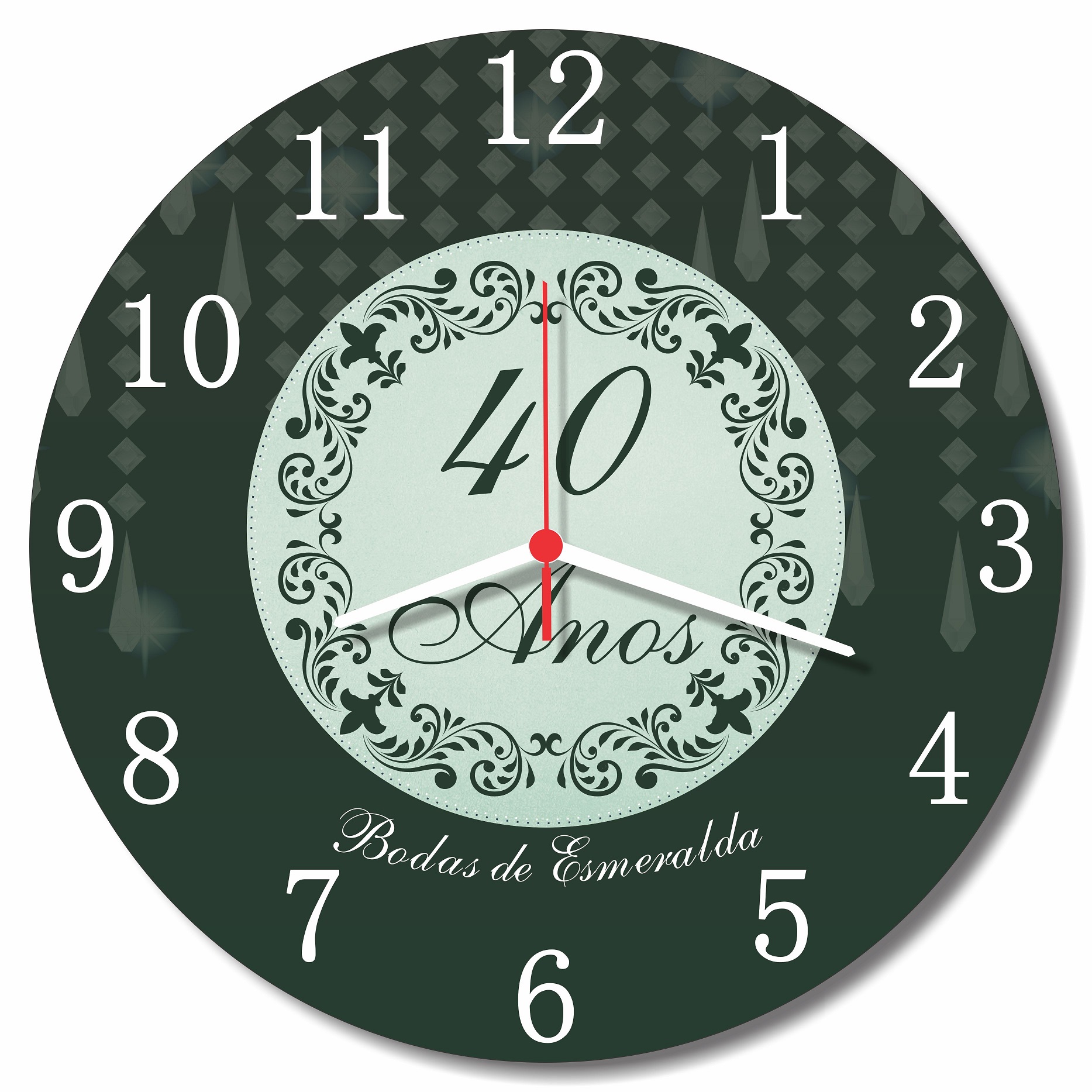 Relógio Parede Bodas de Esmeralda 40 Anos Casamento Presente 30cm