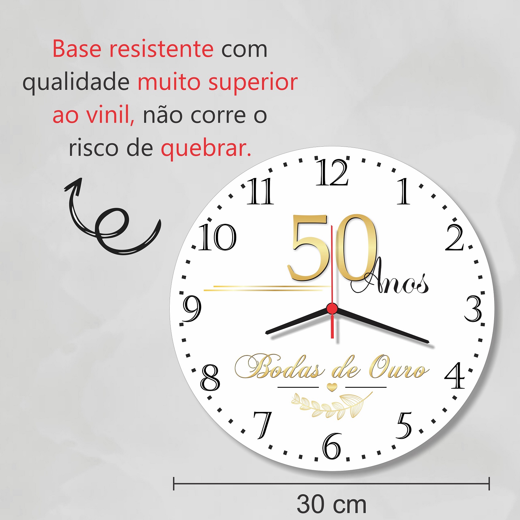 Relógio Parede Bodas de Ouro 50 Anos Casamento Presente 30cm - Imagem 2