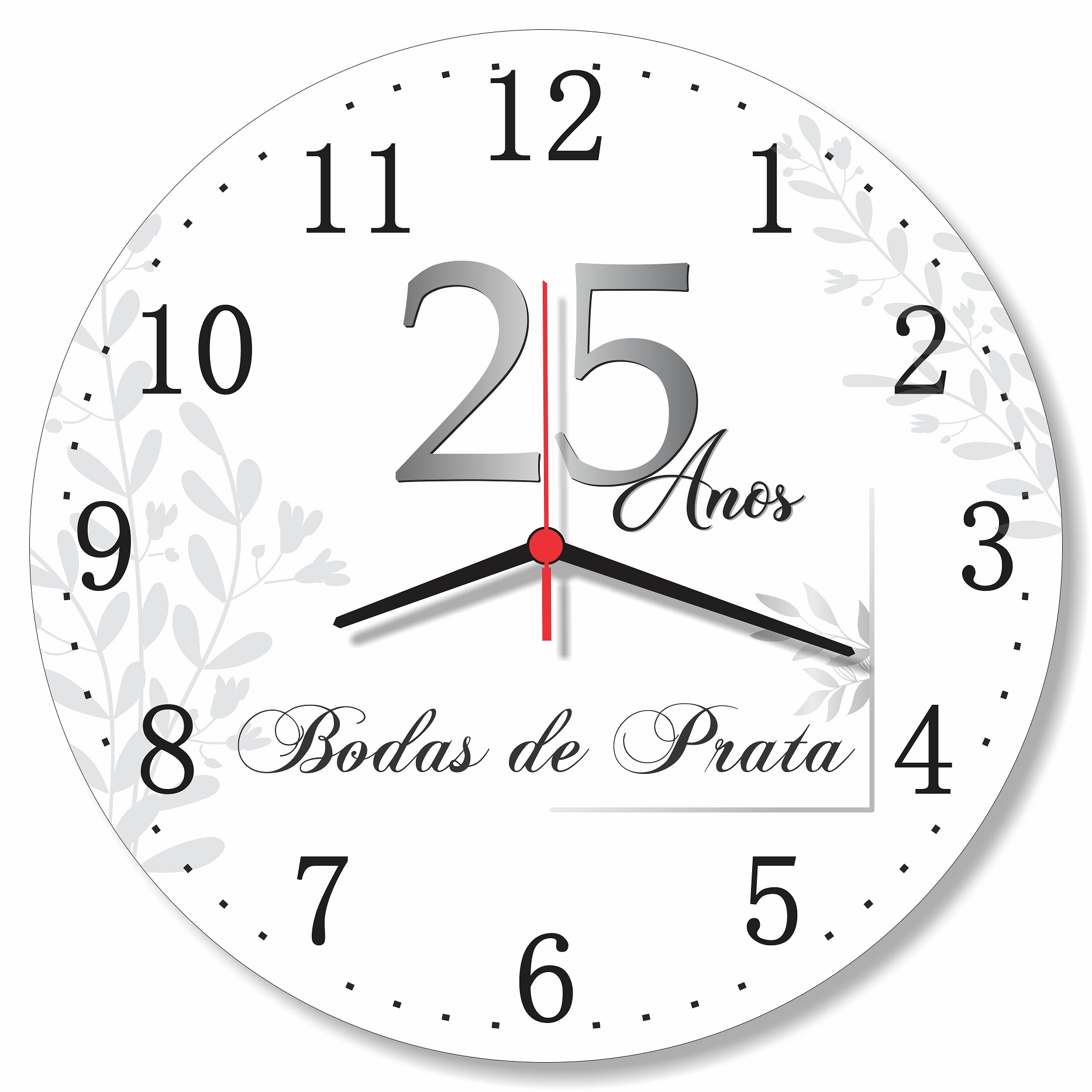 Relógio Parede Bodas de Prata 25 Anos Casamento Presente 30cm