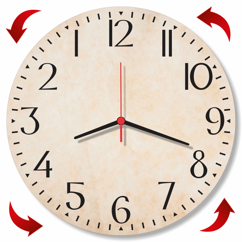 Relógio Parede Invertido Anti-Horário Bege Horário Maluco Gira ao Contrário Engraçado 30cm