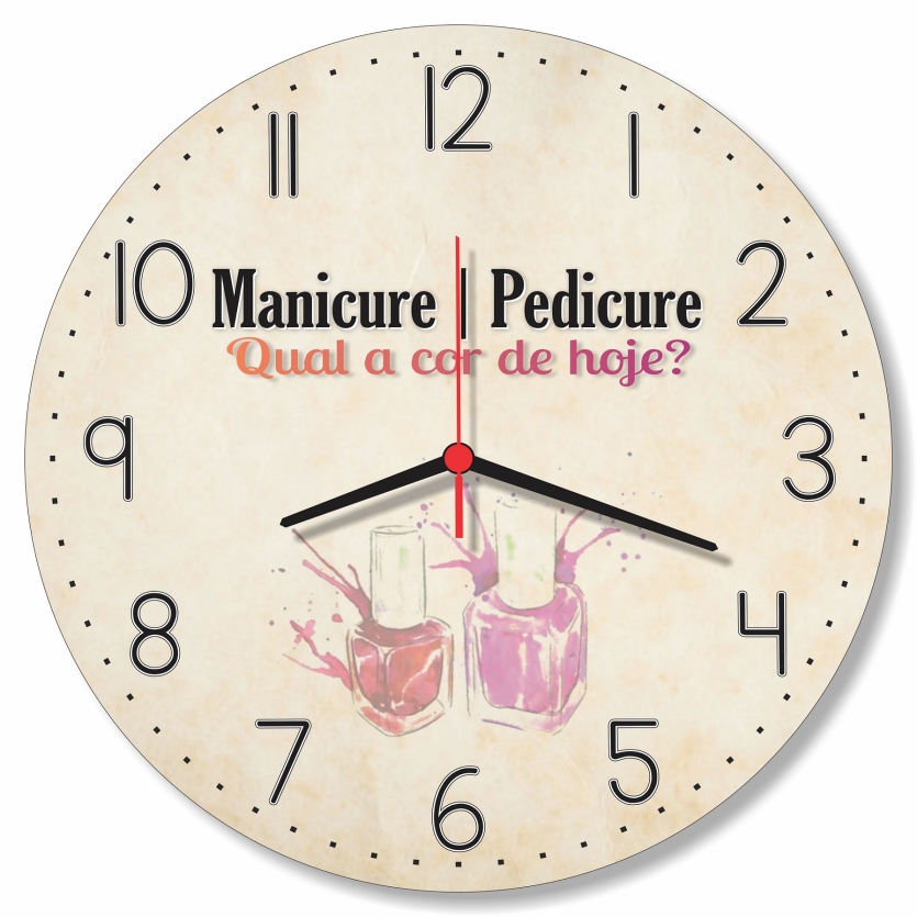 Relógio de Parede Decoração Salão Beleza Manicure 30cm