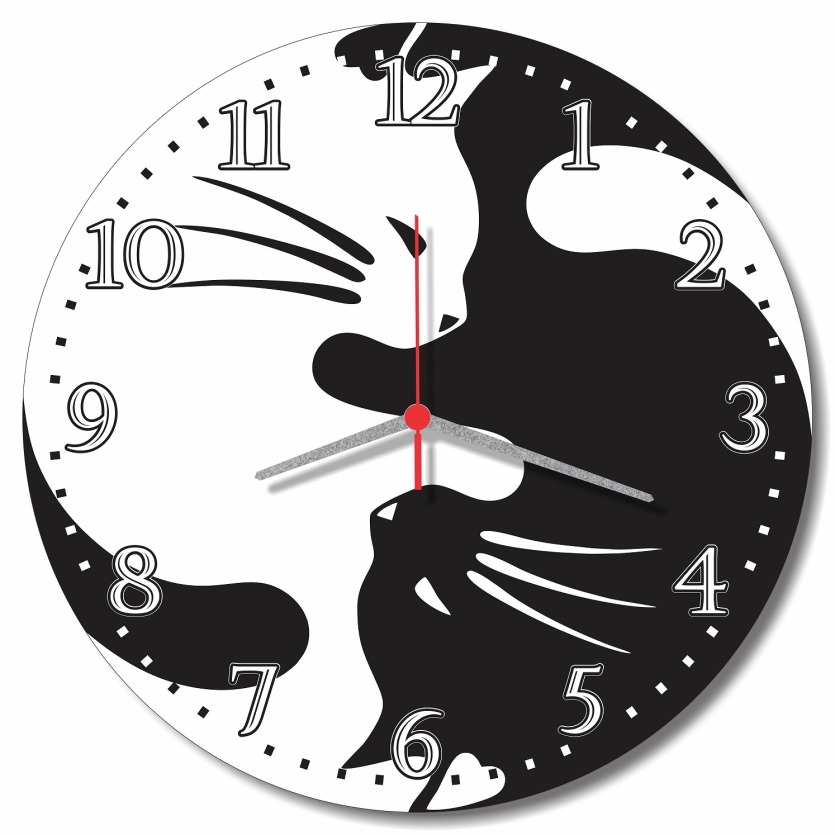 Relógio Parede Yin Yang Gato Animais Decoração Pet Shop 30cm