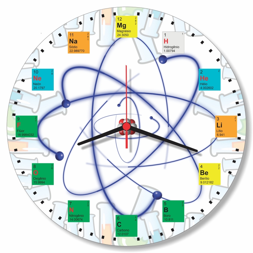Relógio de Parede Elementos Quimicos Tabela Periodica Professor Escola Educativo 30cm