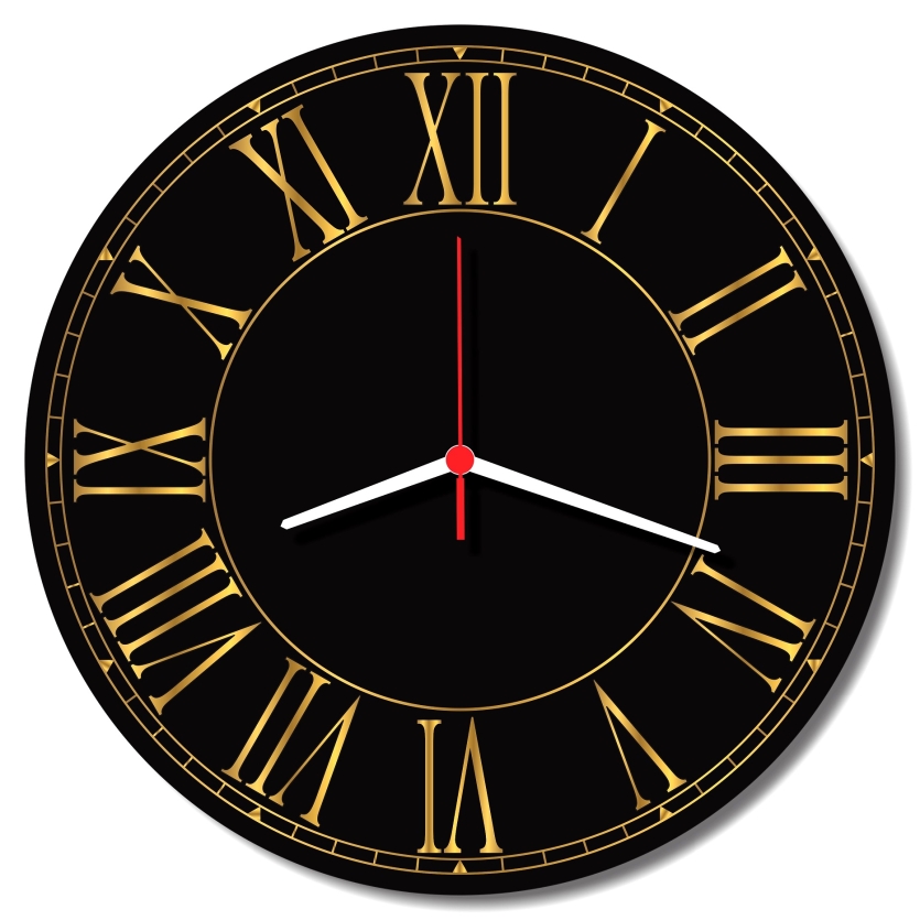 Relógio Parede Número Romano Grande Decoração Vintage Retrô 30cm Preto